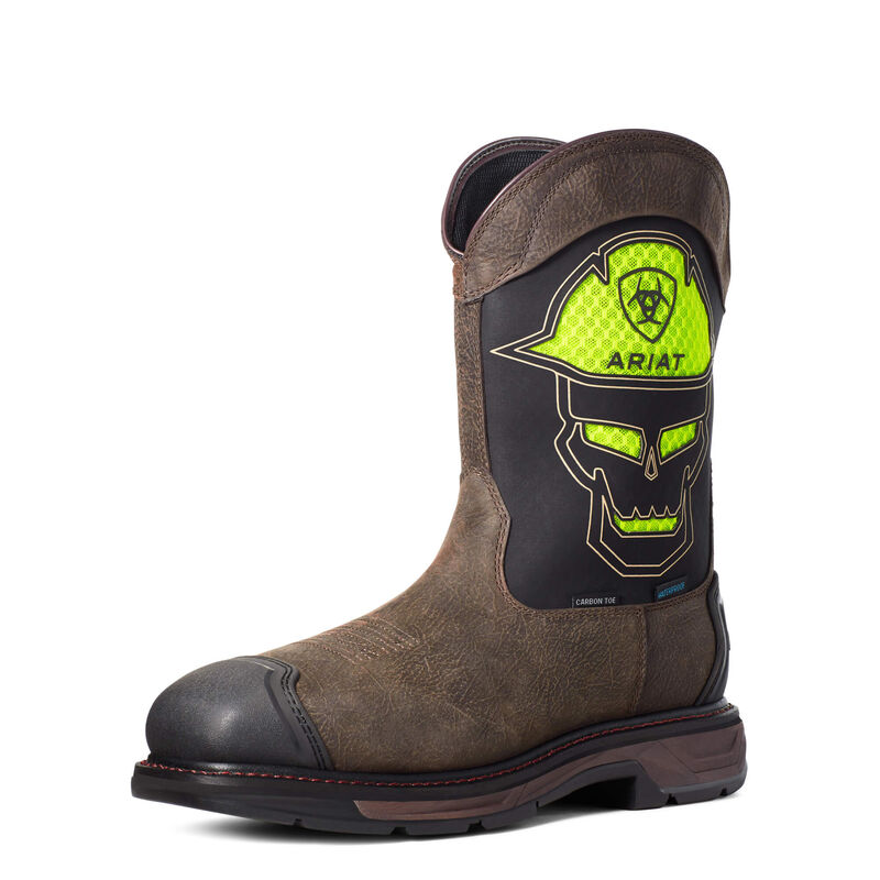 Botas De Trabajo Ariat Workhog Xt Venttek Bold Waterproof Carbon Toe Marrones Oscuro/Negras/Verde Ho